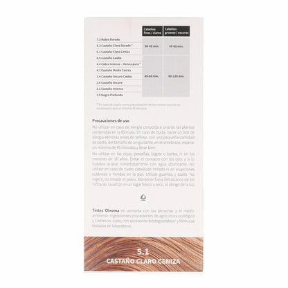 Tinte Chroma BIO Castaño Claro Ceniza 5.1 100 g