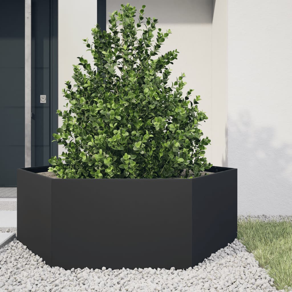 Jardinera Hexagonal Acero Negra 138x120x45 Cm_1