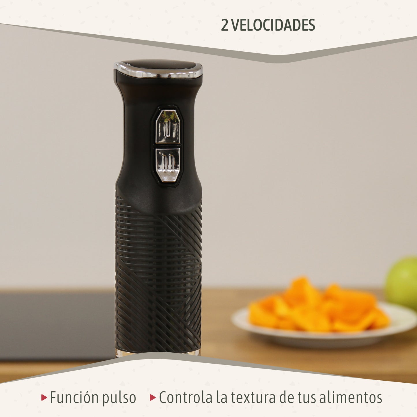 Briebe Batidora De Mano Brazo Desmontable, Cuchillas De Corte En Acero Inoxidable Diseño Ergonómico, Hb1173blk, Negro_3