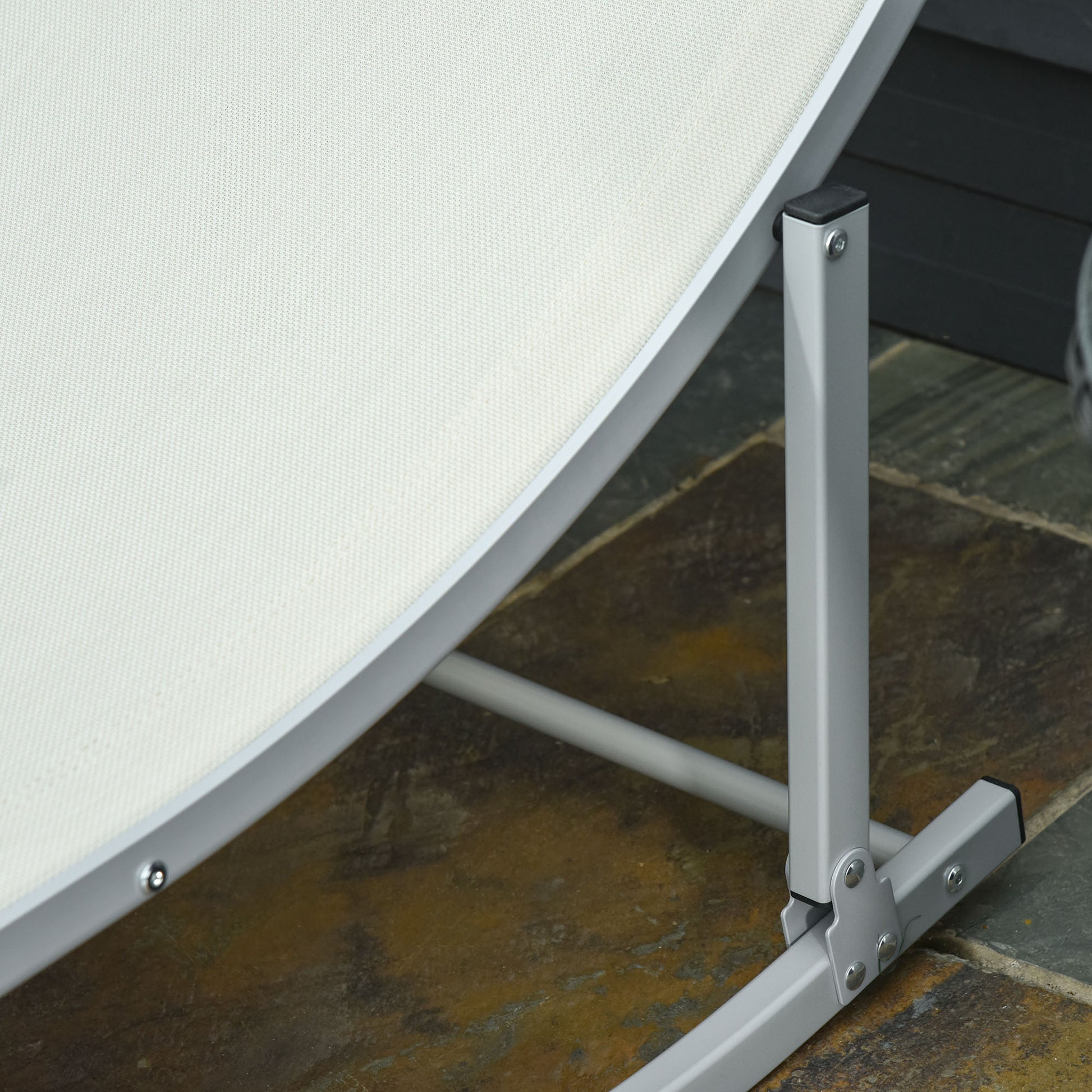 Outsunny 2 Tumbonas Plegables Forma De S Aluminio Texteline Para Terraza Crema_3