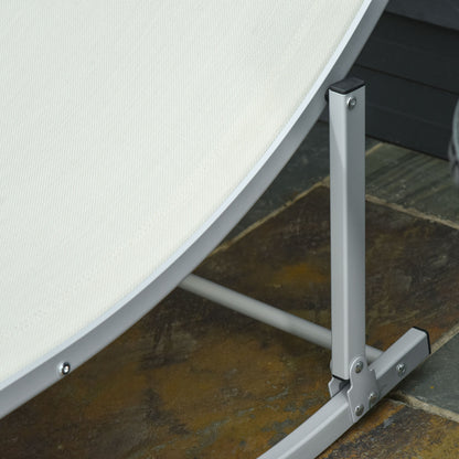 Outsunny 2 Tumbonas Plegables Forma De S Aluminio Texteline Para Terraza Crema_3