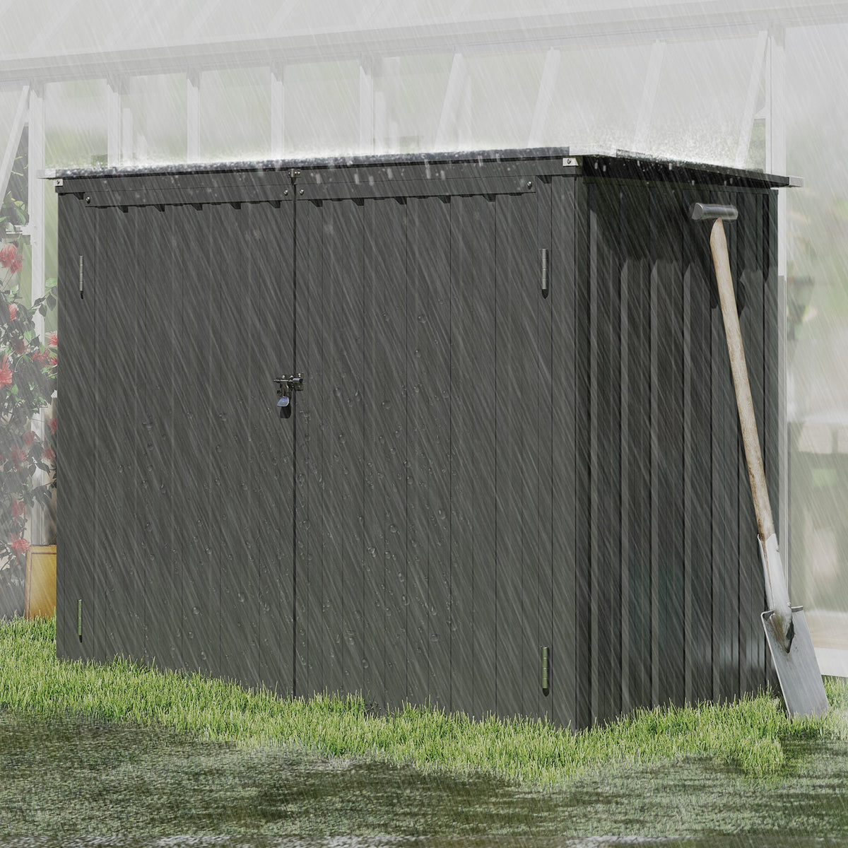 Cobertizo Para Contenedor De Basura Doble De Acero Galvanizado Con Tapa Abatible_3