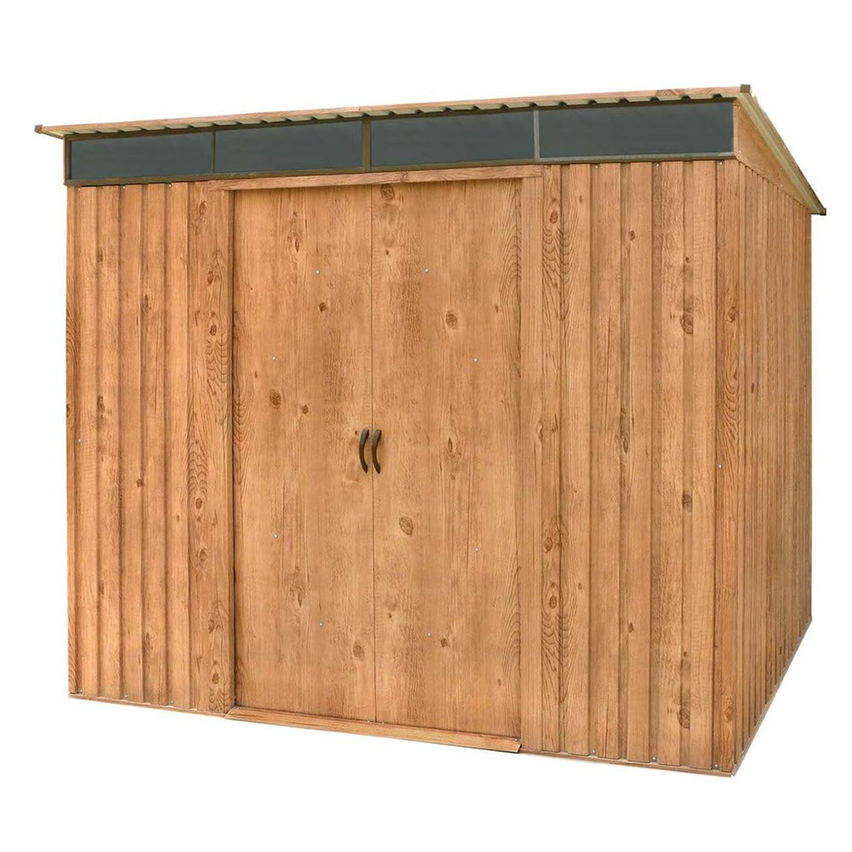 Caseta Jardín Top Shed Pentroof 8×6 Metal Imitación Madera_0
