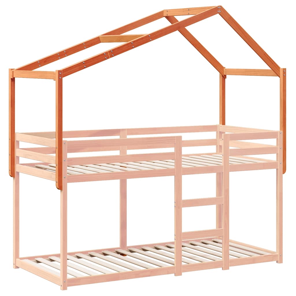 Techo De Cama Infantil Madera Maciza Marrón 203x80,5x142 Cm_2