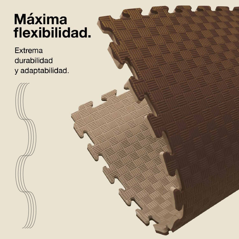 Tatami Puzzle 2cm 100x100cm, Pack 4 Unidades – Superficie 5 Líneas Marrón/beige Jowy_5