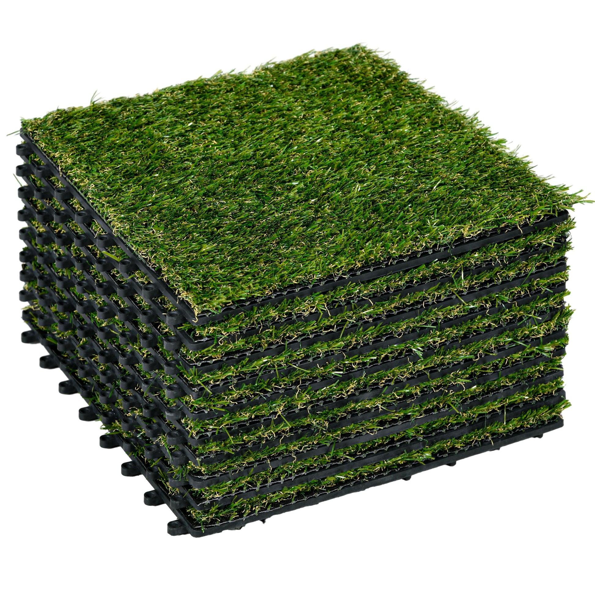 Outsunny Césped Artificial De 10 Piezas 30x30 Cm Altura De Hierba 20 Mm Verde_0