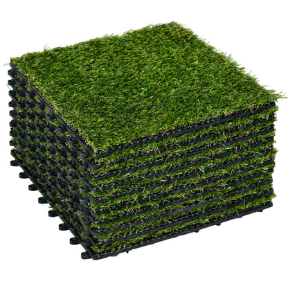 Outsunny Césped Artificial De 10 Piezas 30x30 Cm Altura De Hierba 20 Mm Verde_0