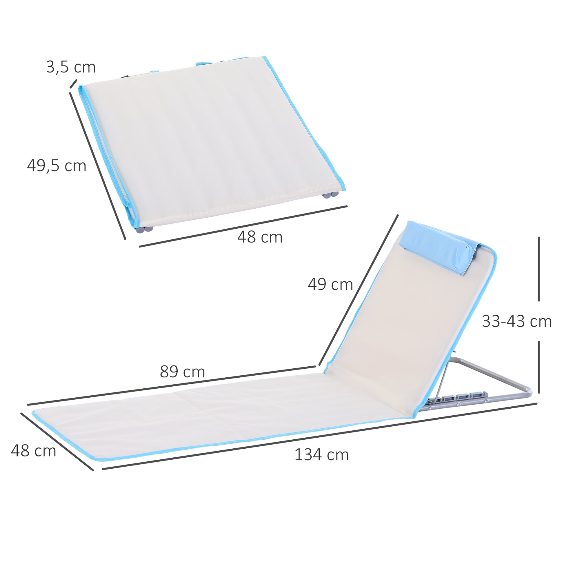 Outsunny Conjunto De 2 Esterillas De Playa Plegable 134x48x33-43 Cm Beige_2