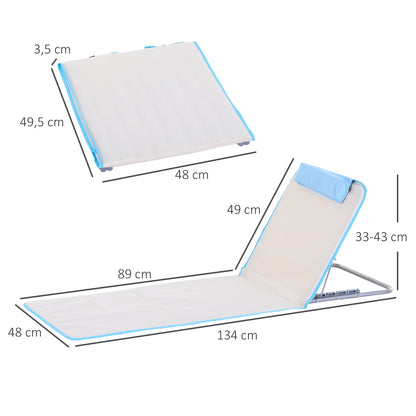 Outsunny Conjunto De 2 Esterillas De Playa Plegable 134x48x33-43 Cm Beige_2