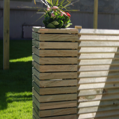 Jardinera Luxe Torre De Madera Tratada Vidahuerto 30x30x90 Cm._3