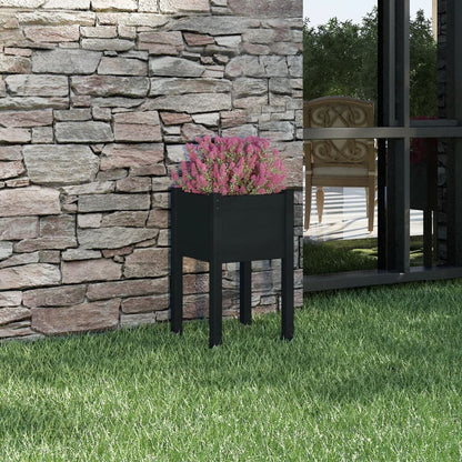 Jardinera De Madera Maciza De Pino Negro 40x40x70 Cm_1