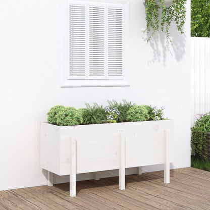 Arriate Elevado De Jardín Madera Maciza Pino Blanco 121x50x57cm_1