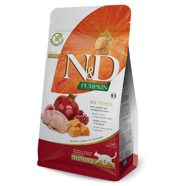 ND Pumpkin Neutred codorniz Pienso para gatos castrados Farmina 5 kg