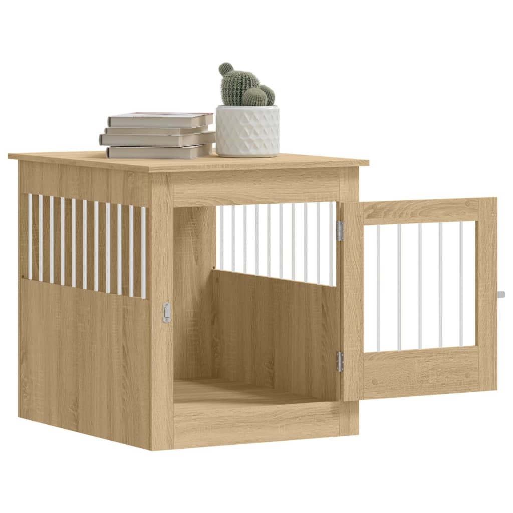 Jaula Para Perros Madera Ingeniería Roble Sonoma 64,5x80x71 Cm_4