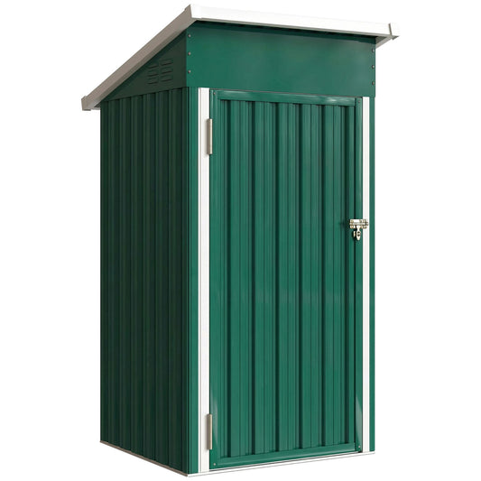 Outsunny Caseta De Jardín Exterior 107,5x91x185 Cm Puerta Con Cerradura Verde_0