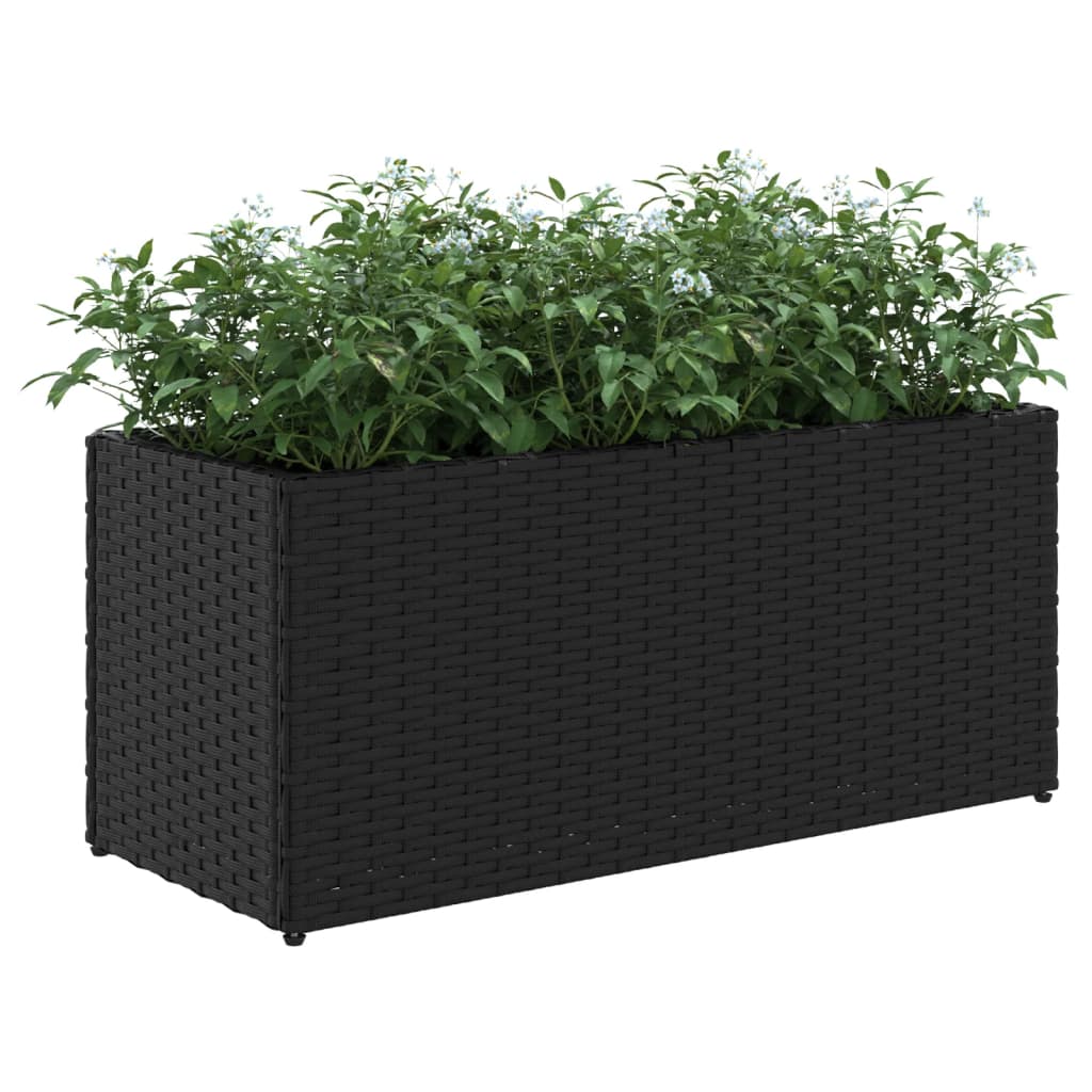 Jardineras Con 2 Maceteros 2 Uds Ratán Pe Negro 72x30x32 Cm_3