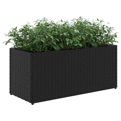 Jardineras Con 2 Maceteros 2 Uds Ratán Pe Negro 72x30x32 Cm_3