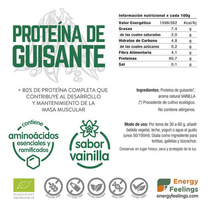 Proteína de guisante vainilla Energy feelings 1 kg