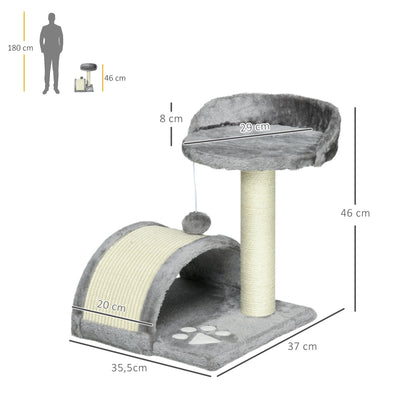 Pawhut Árbol Rascador Para Gatos 2 Niveles Con Poste Tablero Para Rascar Gris_2