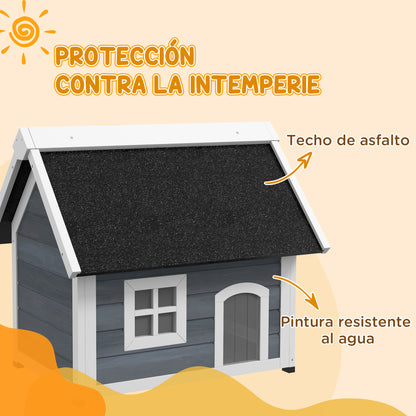 Pawhut Casa Para Gatos De Madera Con Techo Asfáltico Abatible Ventana Y Puertas_5