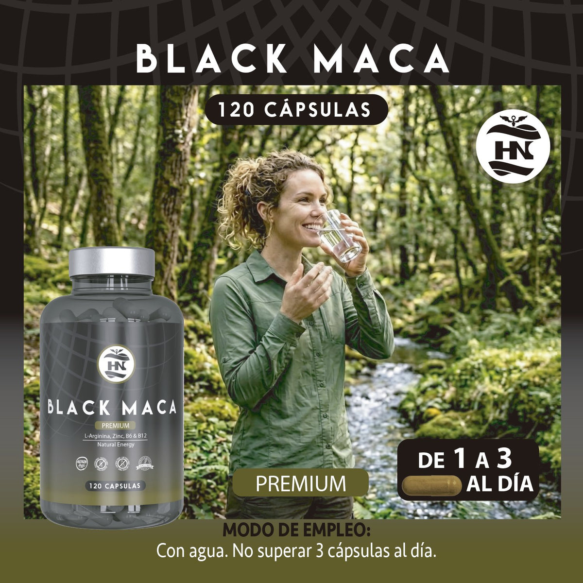 Pack 2 X Black Maca 20:1 Con L-arginina, Zinc Y Vitaminas B6 Y B12 - 2 X 120 Cápsulas Vegetales_3