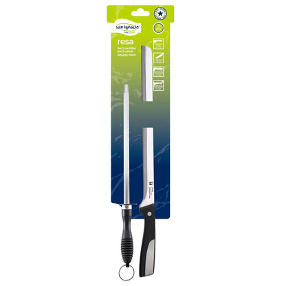 Juego De 2 Piezas Cuchillos Jamoneros + Chaira Acero Inoxidable San Ignacio_3