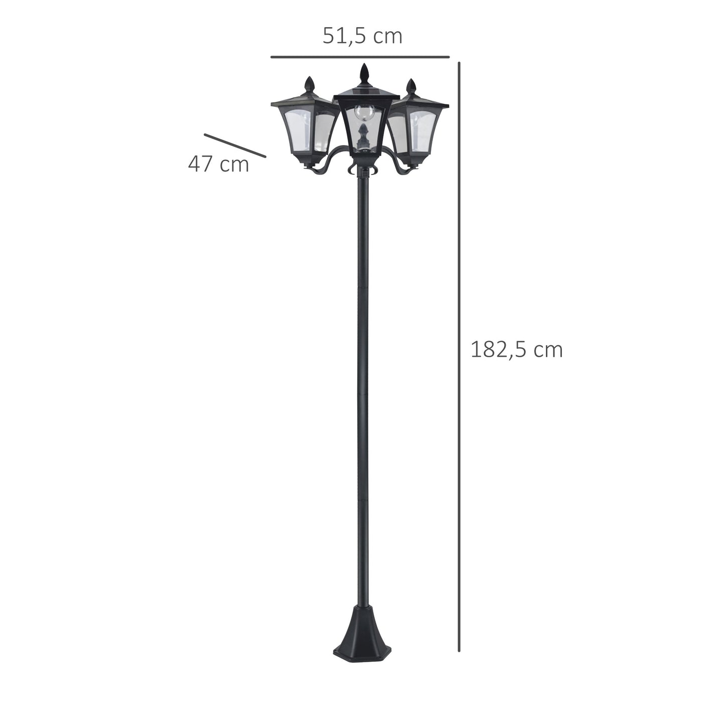 Outsunny Conjunto De 2 Farolas Solares De Exterior 51,5x47x182,5 Cm Negro_2