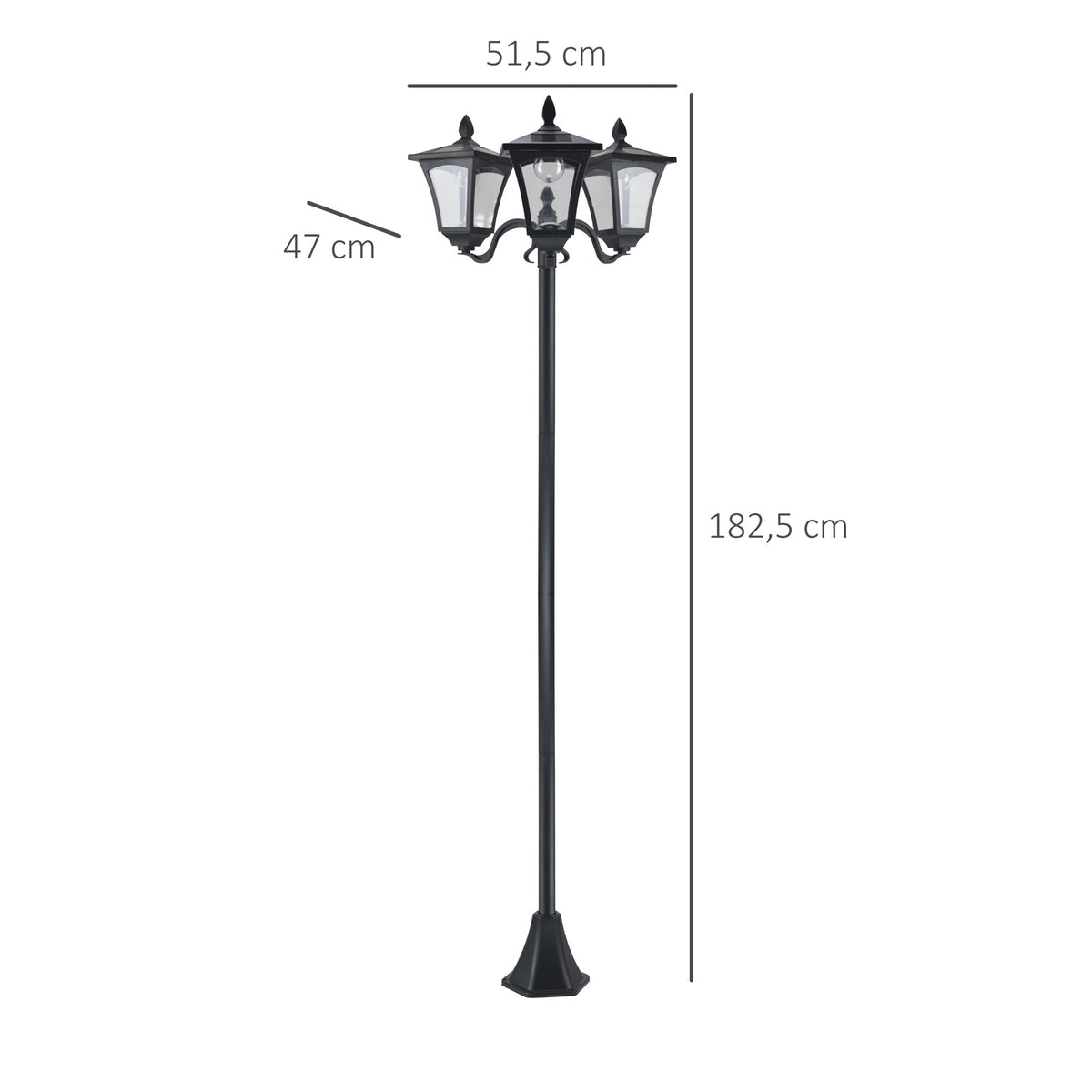 Outsunny Conjunto De 2 Farolas Solares De Exterior 51,5x47x182,5 Cm Negro_2