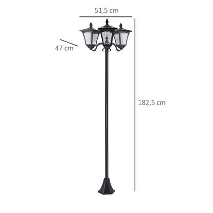Outsunny Conjunto De 2 Farolas Solares De Exterior 51,5x47x182,5 Cm Negro_2