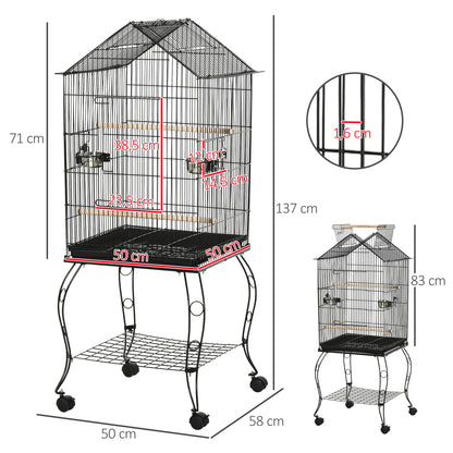 Pawhut Jaula Para Pájaros 50x58x145 Cm Con 3 Puertas 2 Comederos 3 Perchas_2