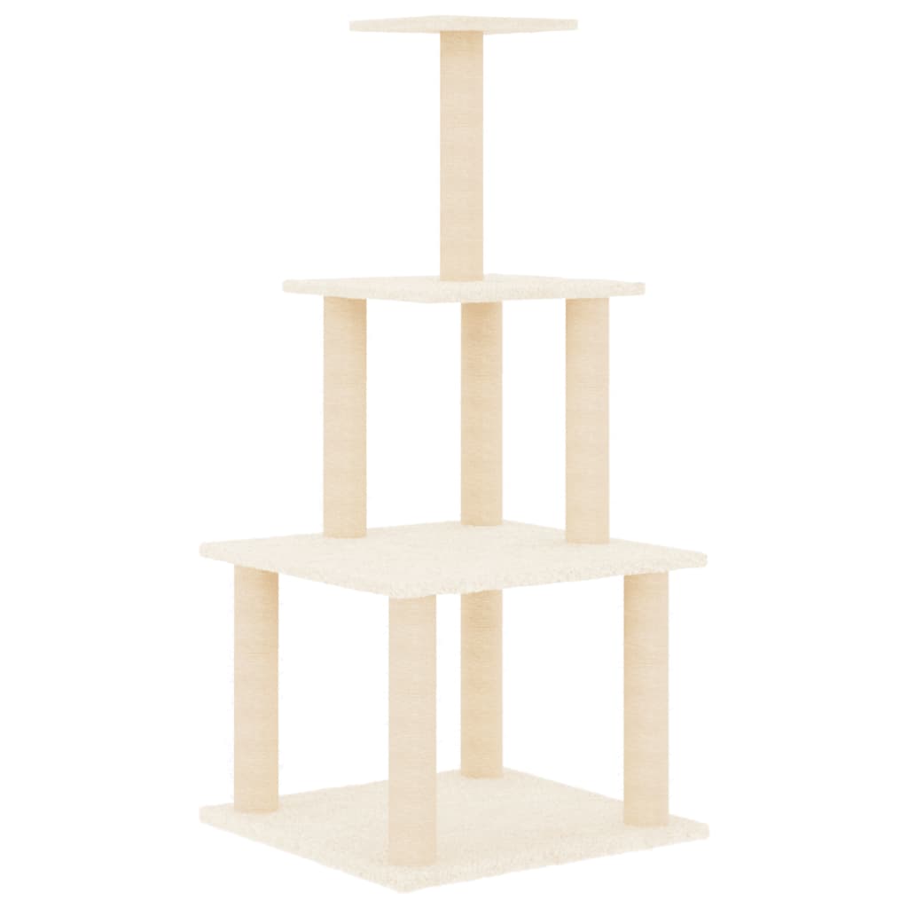 Rascador Para Gatos Con Postes De Sisal Color Crema 111 Cm_3
