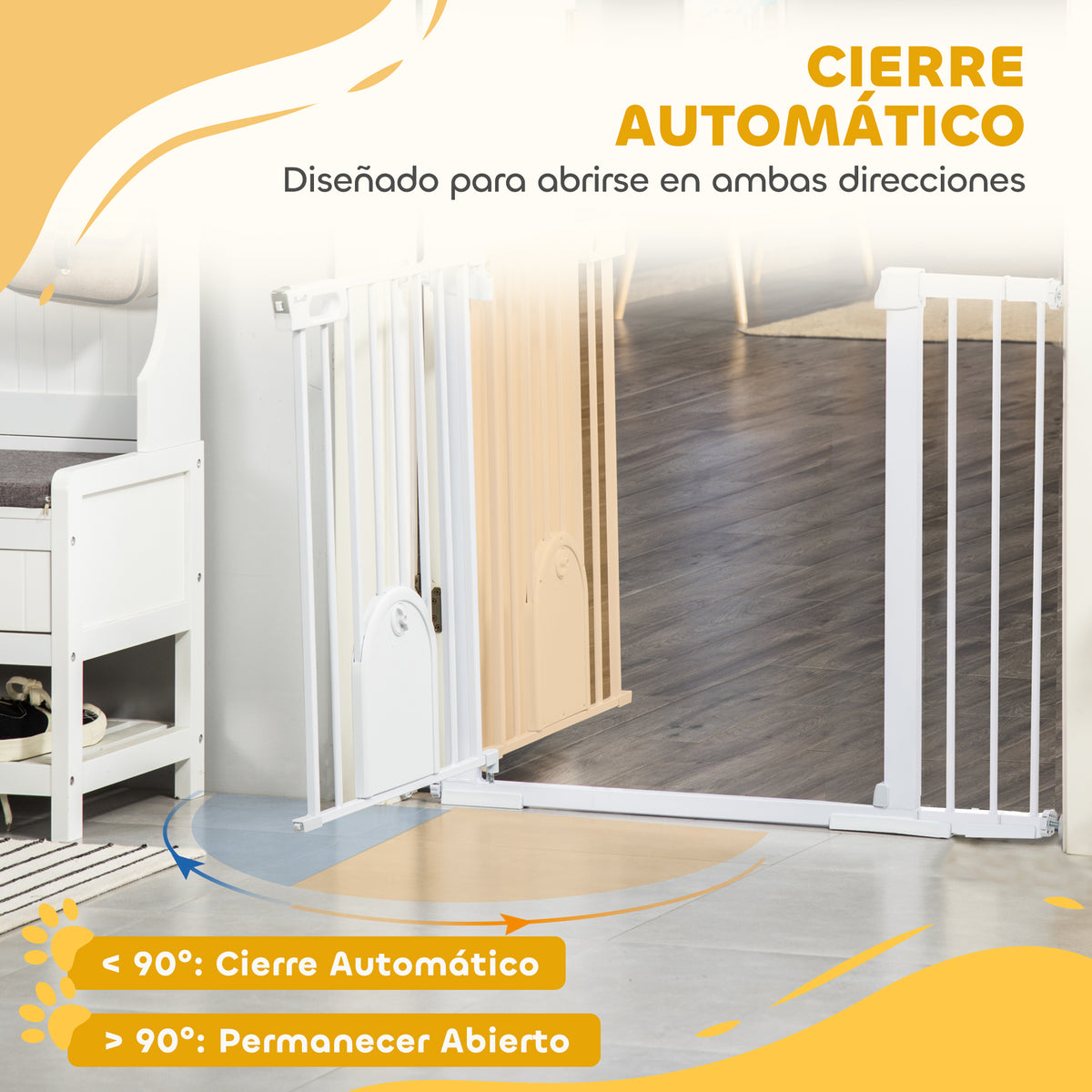 Pawhut Barrera De Seguridad Para Escaleras Y Puertas 75-131 Cm Blanco_4