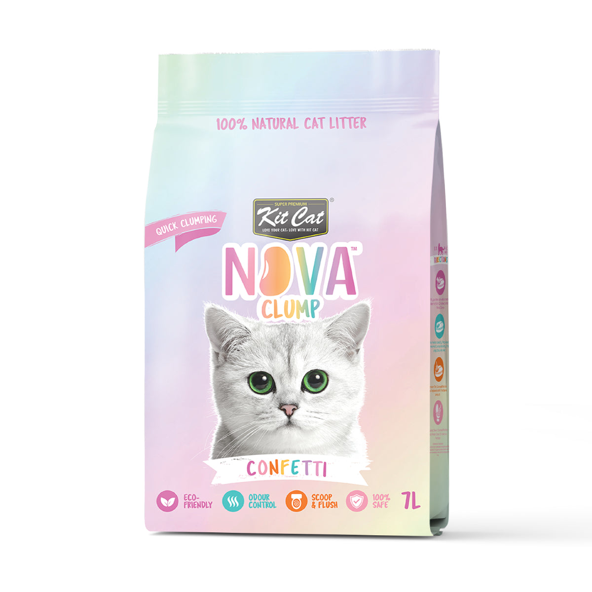 Kit Cat Nova Pack Ahorro 12 (6 Original y 6 Confetti) 7 L Arena Vegetal para gatos