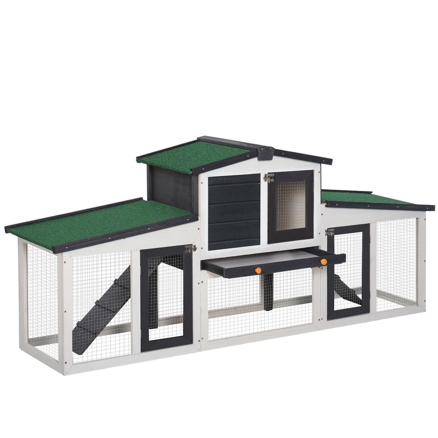 Pawhut Conejera De Madera Con Techo Abatible 197x49x86 Cm Gris_0