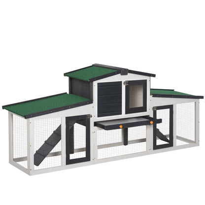 Pawhut Conejera De Madera Con Techo Abatible 197x49x86 Cm Gris_0