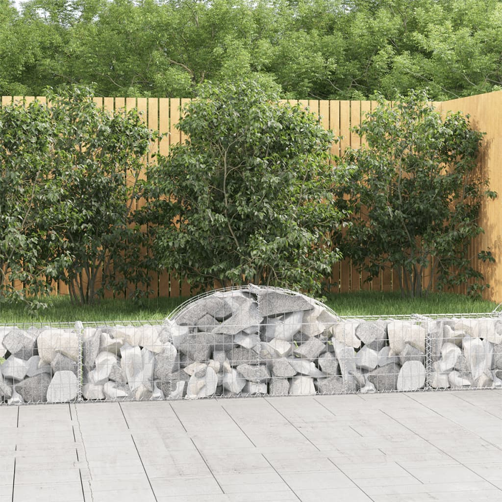 Cestas De Gaviones 7 Uds Forma De Arco Hierro 200x30x40/60 Cm_1