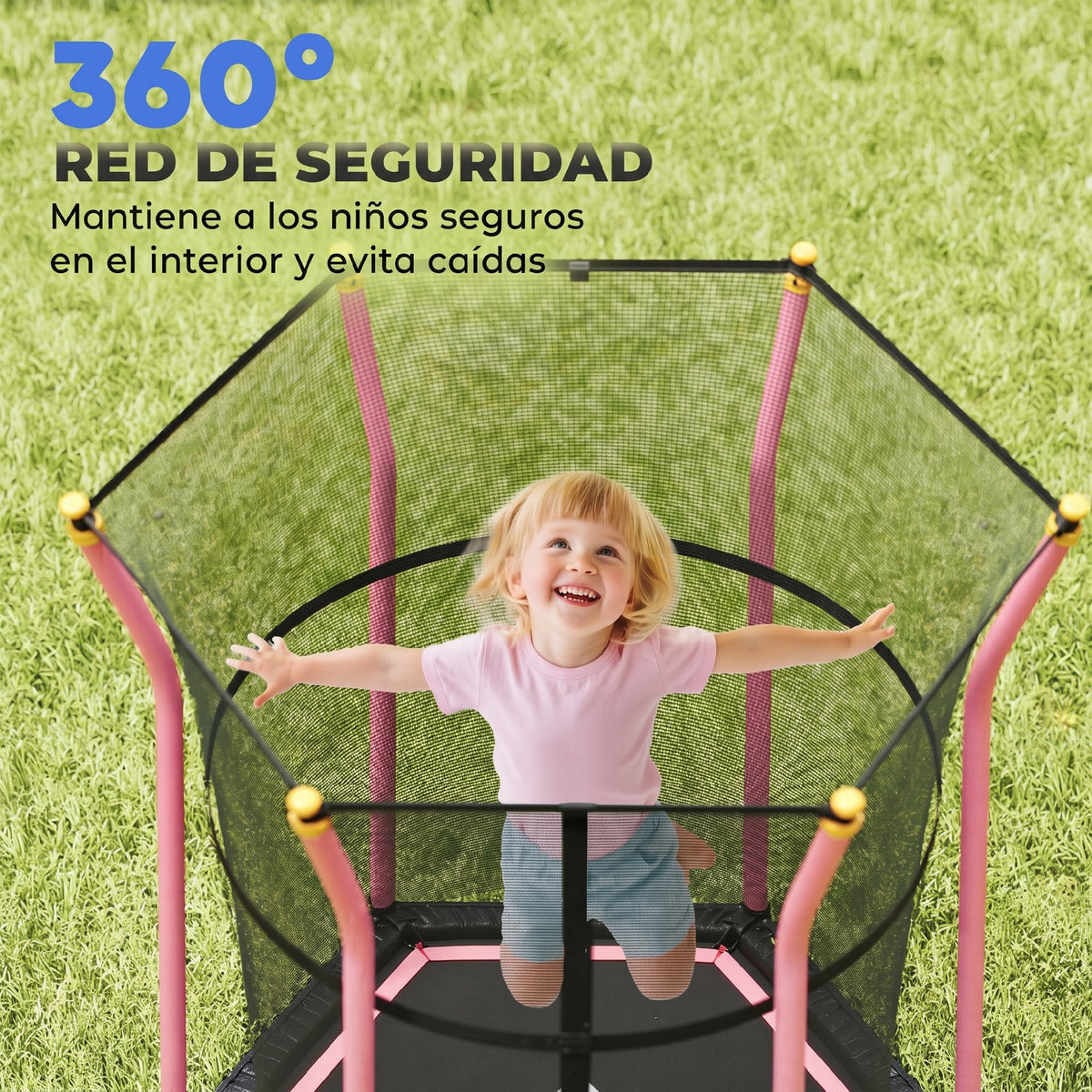 Cama Elástica Infantil Homcom Acero, Pp Rosa 122x111x190 Cm_5