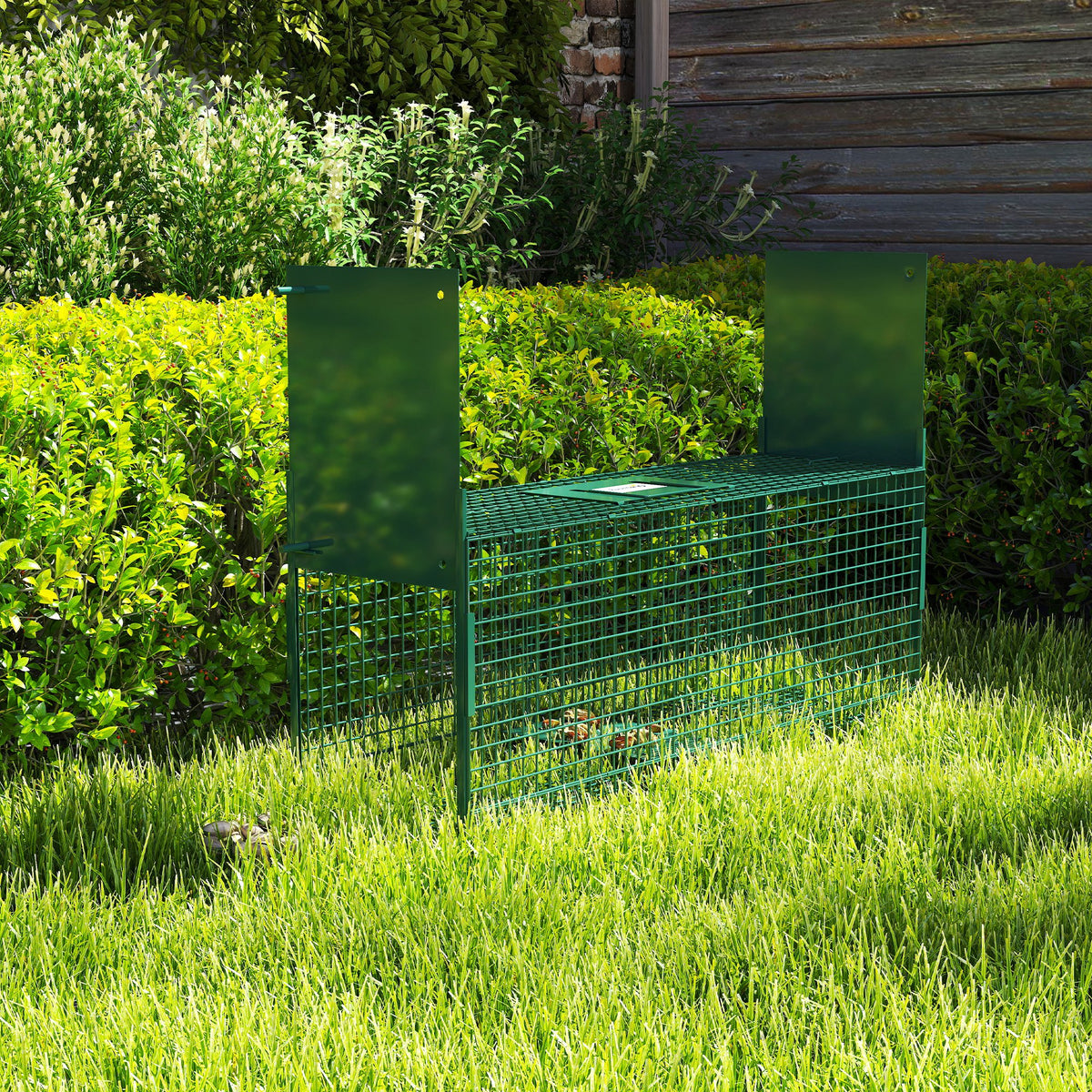 Outsunny Trampa Para Animales Vivos 60x18x20 Cm Con 2 Puertas Verde_4