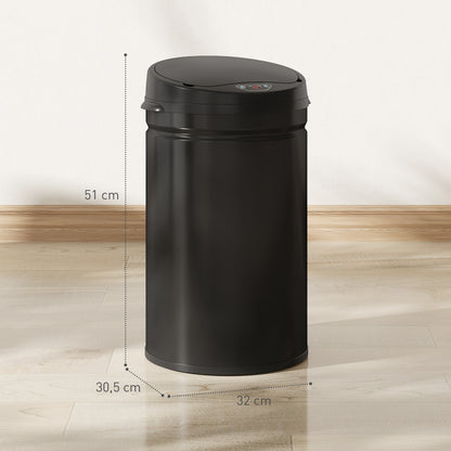 Balde De Lixo Homcom Aço Inoxidável E Abs Preto 32x30,5x51 Cm 851-048v01bk_2