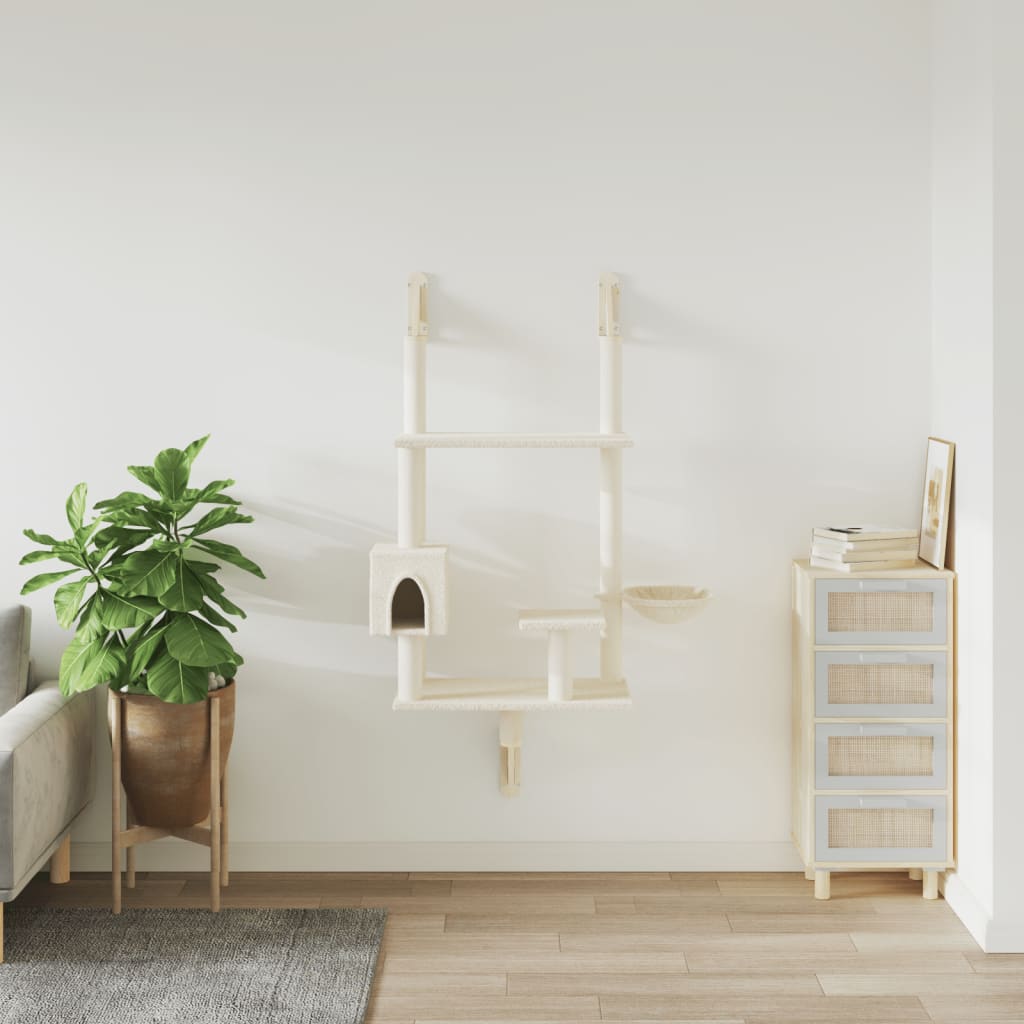 Árbol Rascador Para Gatos De Pared Crema 153 Cm_2