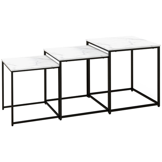 Mesas Auxiliares Homcom Melamina De Madera, Acero Blanco 50x50x60 Cm 839-856v00wt_0