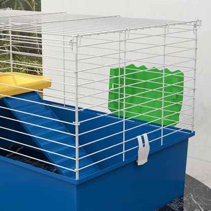 Pawhut Jaula Para Animales Pequeños Con Bandeja Inferior Rampa Comedero Azul_3