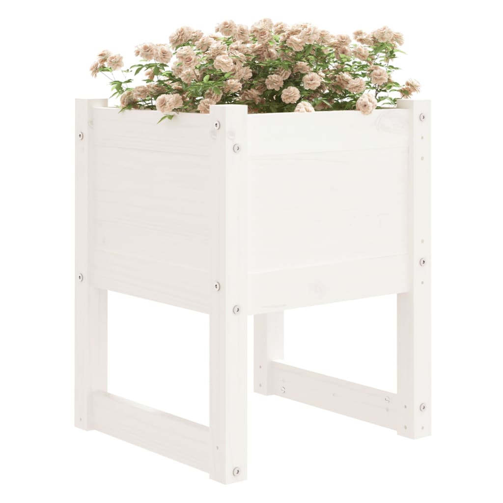 Jardinera Madera Maciza De Pino Blanco 40x40x52,5 Cm_2