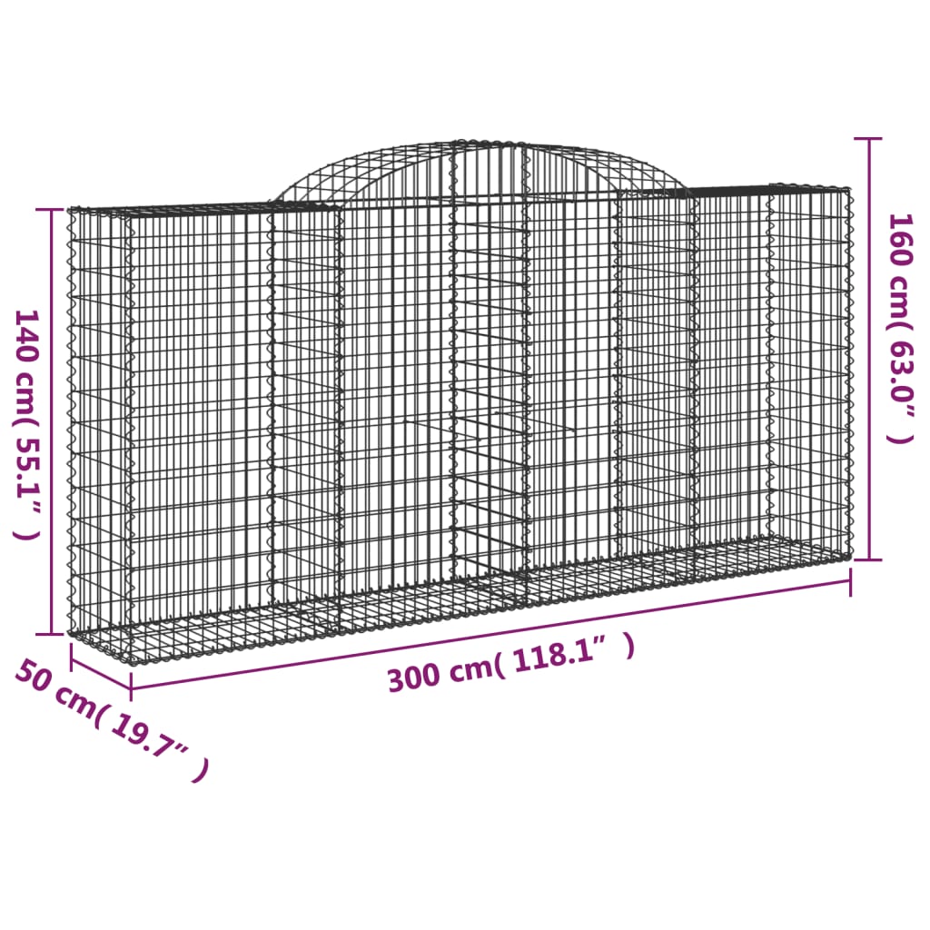 Cestas Gaviones 7 Uds Forma De Arco Hierro 300x50x140/160 Cm_5