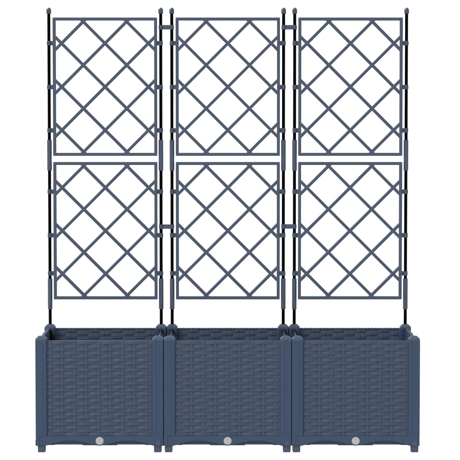 Macetero De Jardín 3 Uds. Gris 120 X 40 X 143 Cm Pp_3