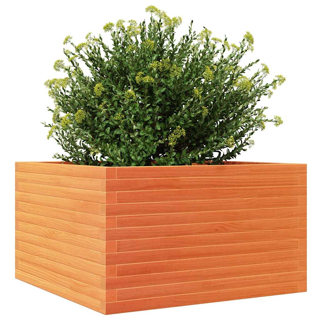 Jardinera Madera Maciza De Pino Marrón Cera 80x80x46 Cm_3