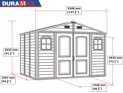 Caseta Jardín Woodside 10×8 Pvc Marfil/marrón_4