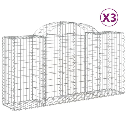 Cestas De Gaviones 3 Uds Forma De Arco Hierro 200x50x100/120cm_0