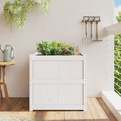 Jardinera De Madera Maciza De Pino Blanca 70x70x70 Cm_2