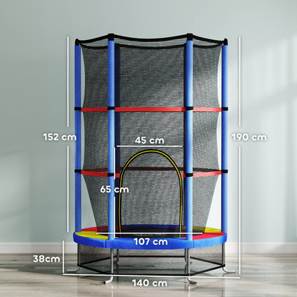 Homcom Cama Elástica Infantil Con Red De Seguridad Ø140x190 Cm Multicolor_2
